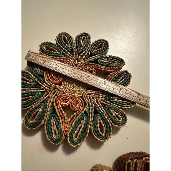 Handcrafted Floral Coasters - Green and Orange - Picture 6 of 8